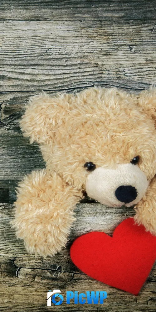 Teddy bear Red heart 3K Mobile Wallpaper