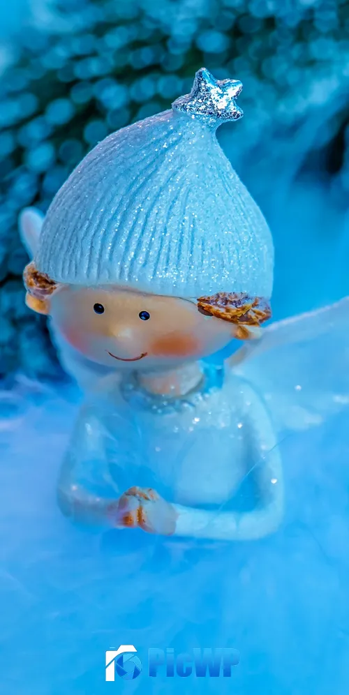 Blue Angel Christmas decoration 3K Mobile Wallpaper