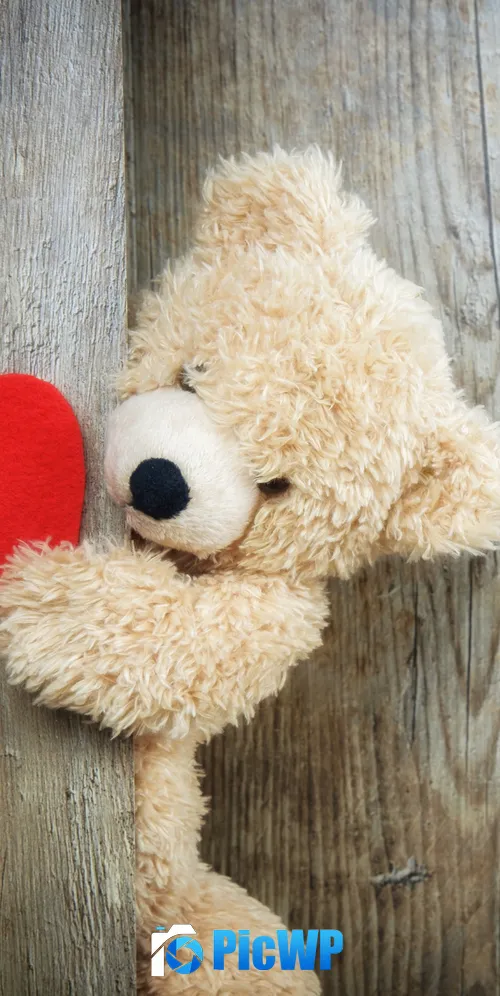 Red heart Teddy bear 3K Mobile Wallpaper