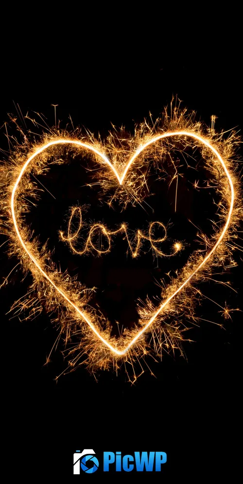 Love heart Sparkles 3K Mobile Wallpaper