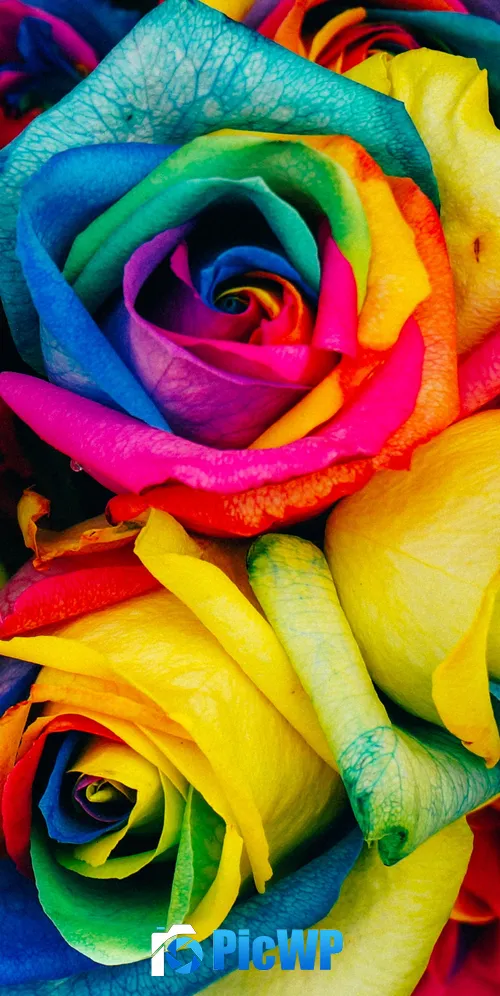 Multicolor Roses Colorful 3K Mobile Wallpaper