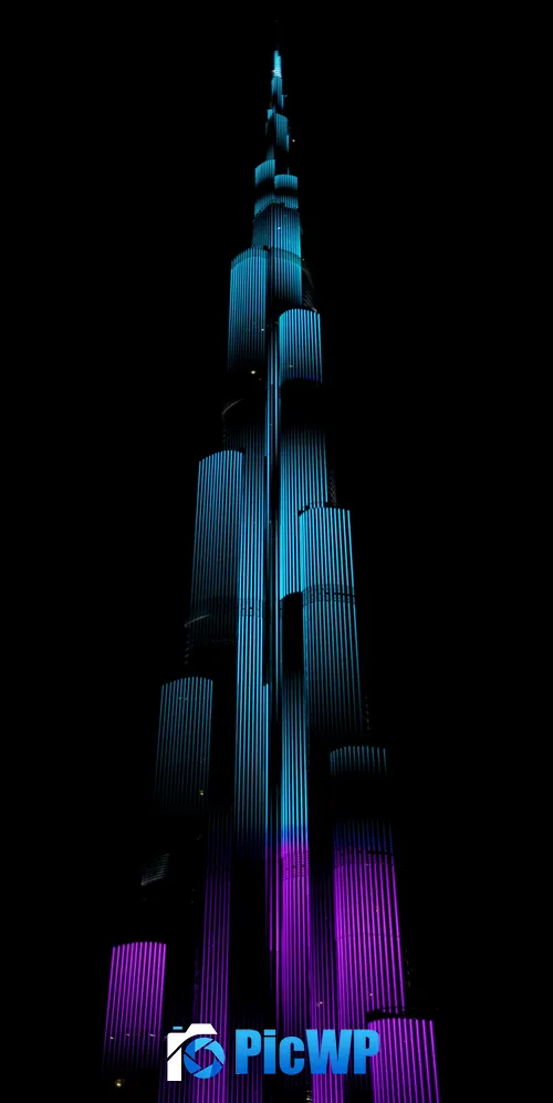 Burj Khalifa Night illumination 3K Mobile Wallpaper