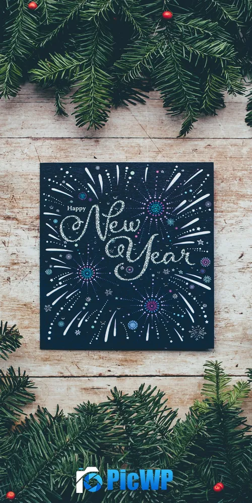 Happy New Year Christmas decoration 3K Mobile Wallpaper