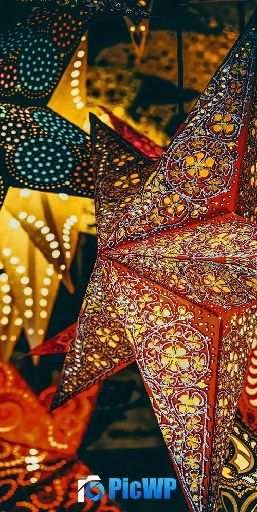 Christmas lights Stars 3K Mobile Wallpaper