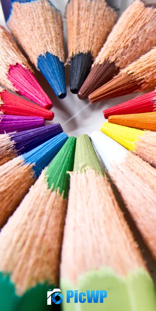 Color pencils Macro 3K Mobile Wallpaper