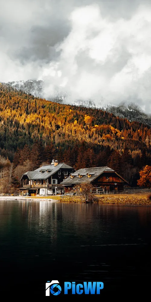 Wooden House Lakeside 3K Mobile Wallpaper