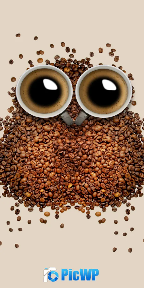 Coffee beans Owl 3K Mobile Wallpaper