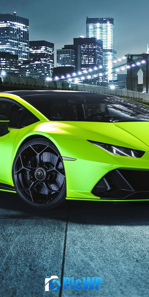Lamborghini Huracan EVO Fluo Capsule Brooklyn Bridge 3K Mobile Wallpaper