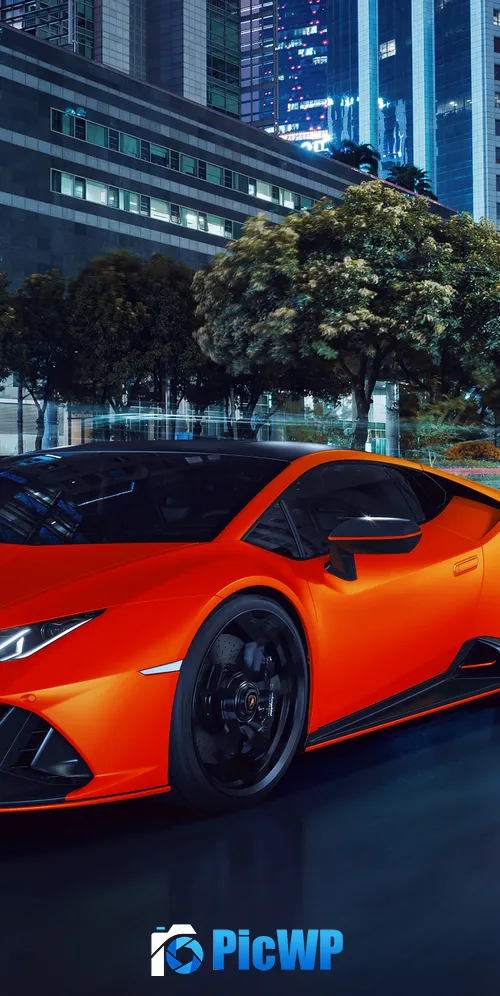 Lamborghini Huracan EVO Fluo Capsule Night 3K Mobile Wallpaper