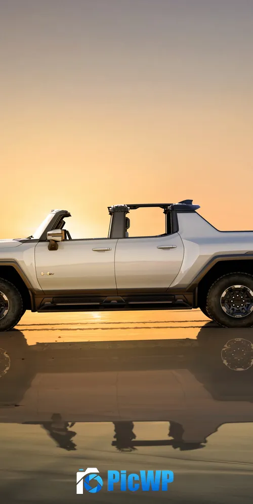 GMC Hummer EV Sunset 3K Mobile Wallpaper