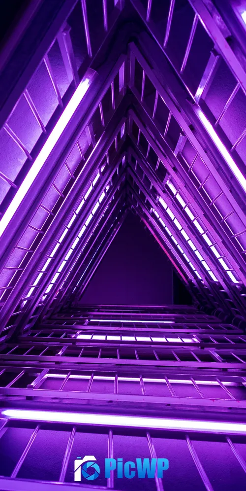 Neon Triangle Purple light 3K Mobile Wallpaper