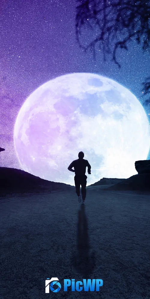 Full moon Neon 3K Mobile Wallpaper