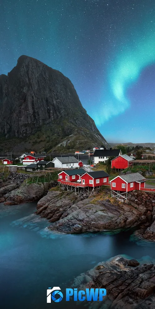 Lofoten islands Aurora Borealis 3K Mobile Wallpaper