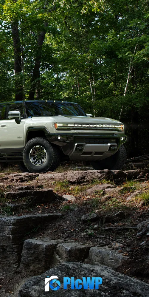 GMC Hummer EV Forest 3K Mobile Wallpaper