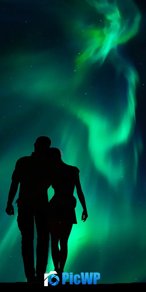 Couple Aurora Borealis 3K Mobile Wallpaper