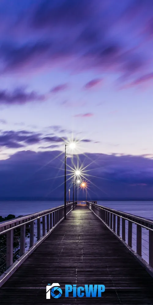 Seashore Wooden pier 3K Mobile Wallpaper