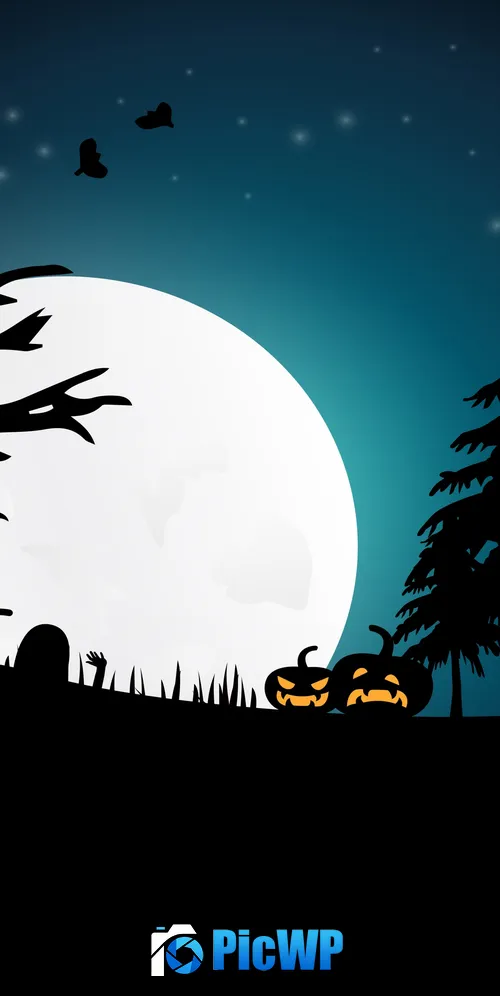 Halloween pumpkins Moon 3K Mobile Wallpaper