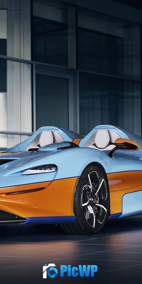 McLaren Elva Gulf Theme 3K Mobile Wallpaper
