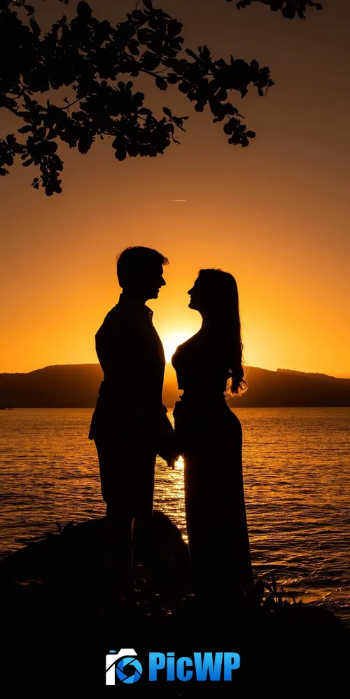 Silhouette Couple 3K Mobile Wallpaper
