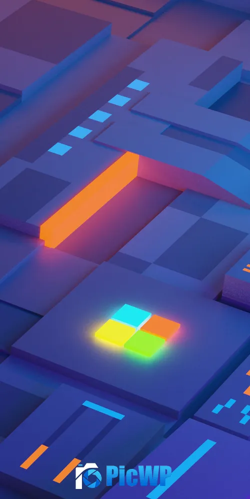 Windows logo Glowing 3K Mobile Wallpaper