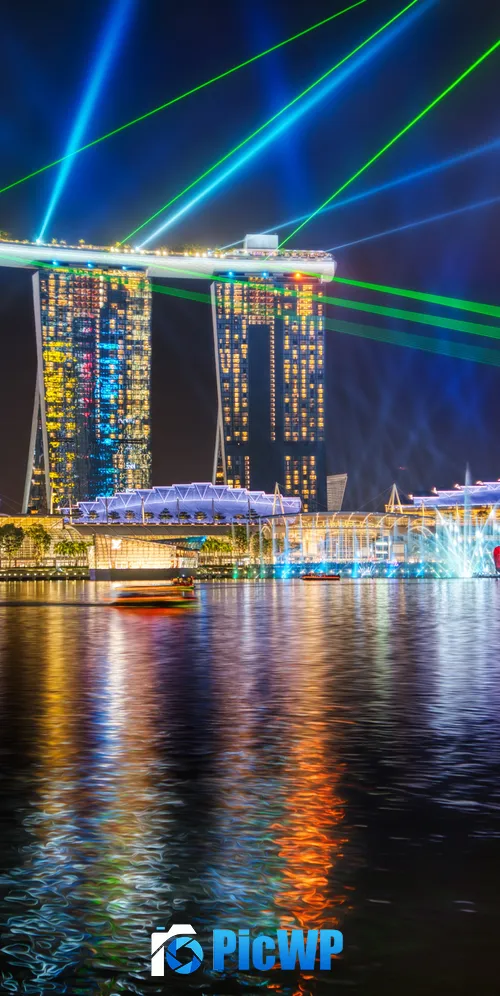Marina Bay Sands Light show 3K Mobile Wallpaper