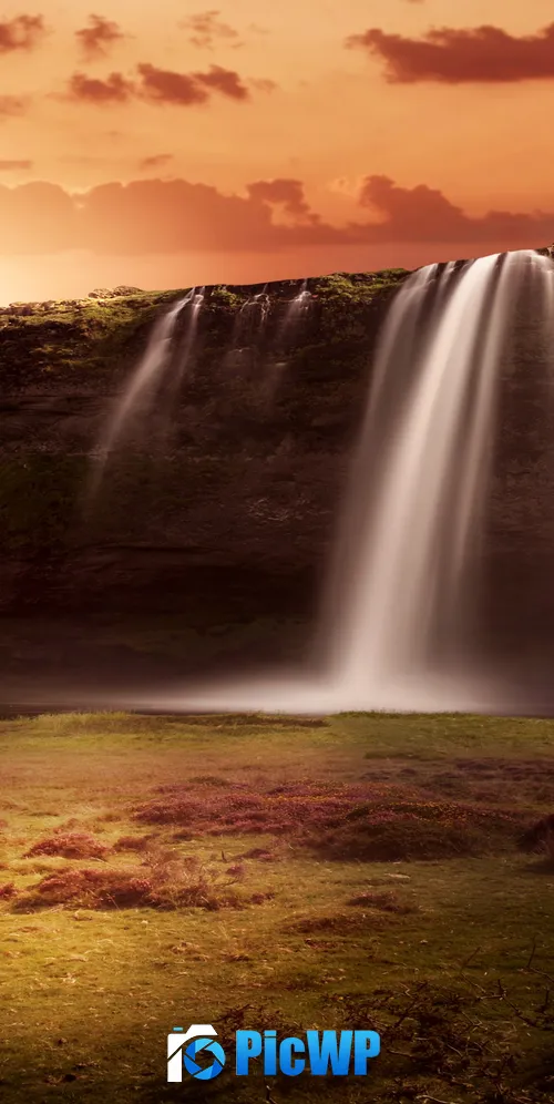 Waterfalls Sunrise 3K Mobile Wallpaper