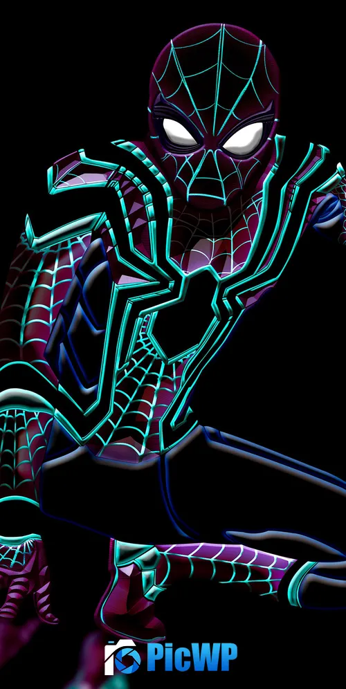 Spider-Man Neon art 3K Mobile Wallpaper