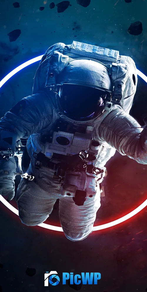 Astronaut Neon light 3K Mobile Wallpaper