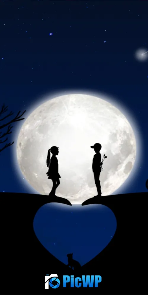 Full moon Couple 3K Mobile Wallpaper