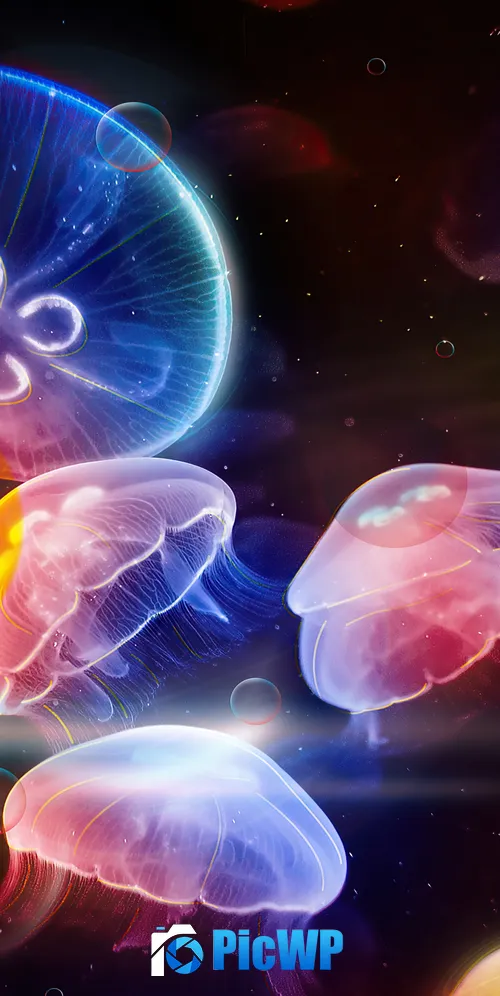 Jellyfishes Colorful 3K Mobile Wallpaper