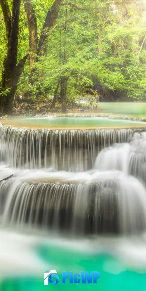 Erawan Falls Waterfall 3K Mobile Wallpaper