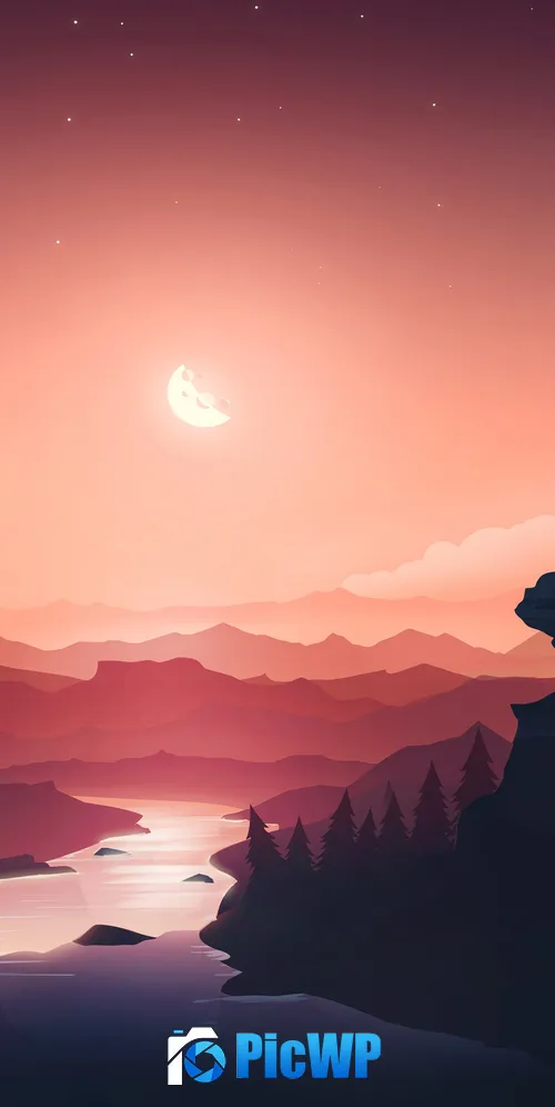 Sunset Moon 3K Mobile Wallpaper