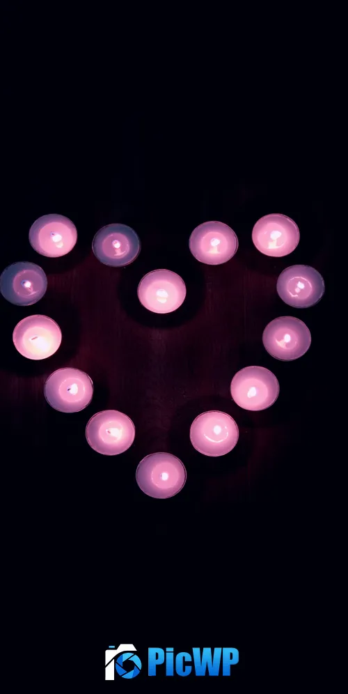 Love heart Candle lights 3K Mobile Wallpaper
