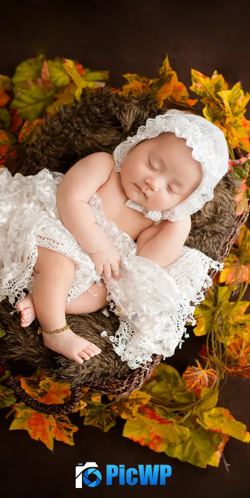 Newborn White Dress 3K Mobile Wallpaper