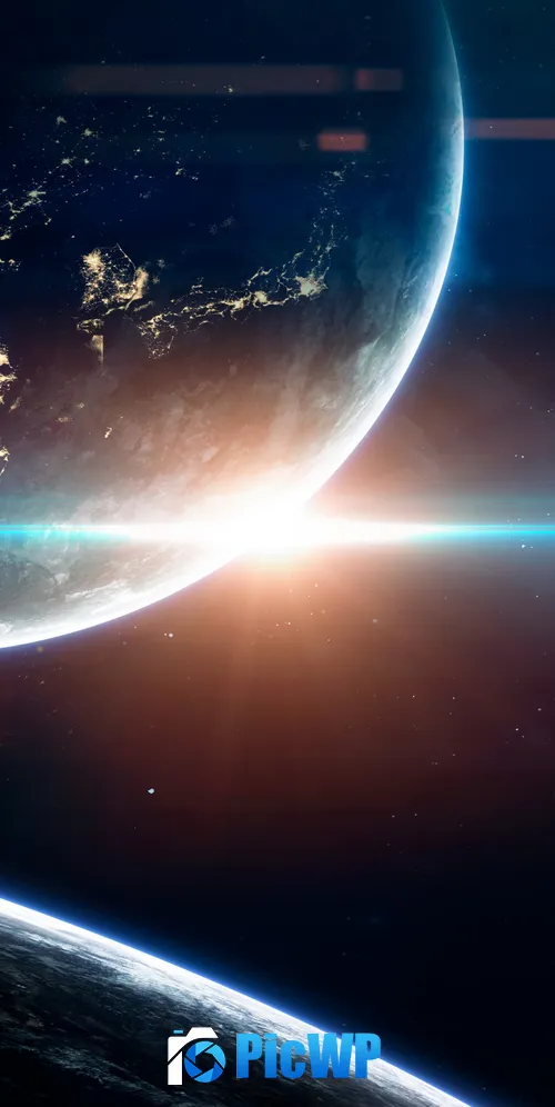 Earth Sun 3K Mobile Wallpaper