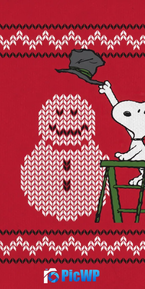 Snoopy Snowman 3K Mobile Wallpaper