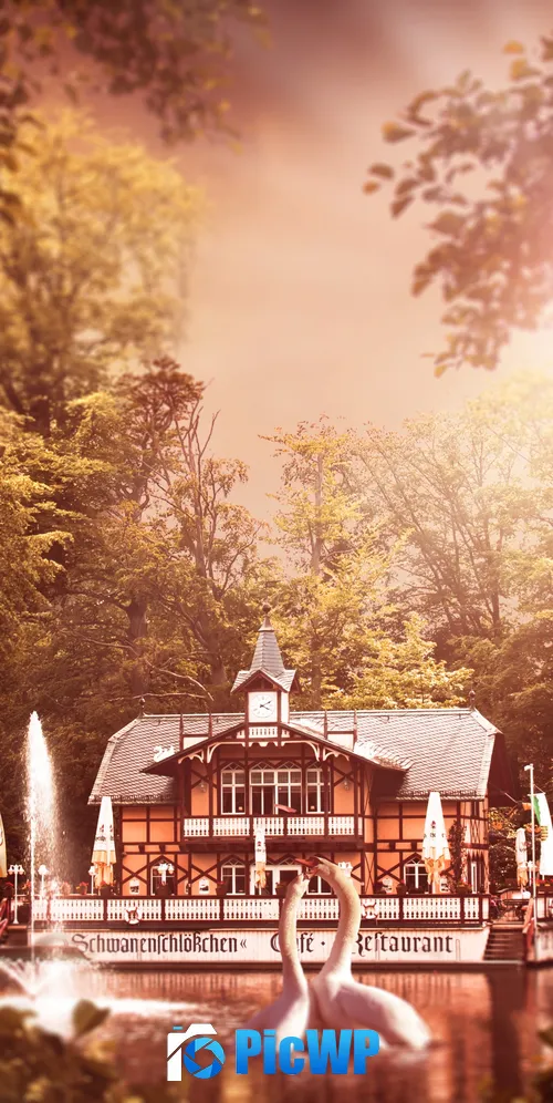 White Swan House 3K Mobile Wallpaper