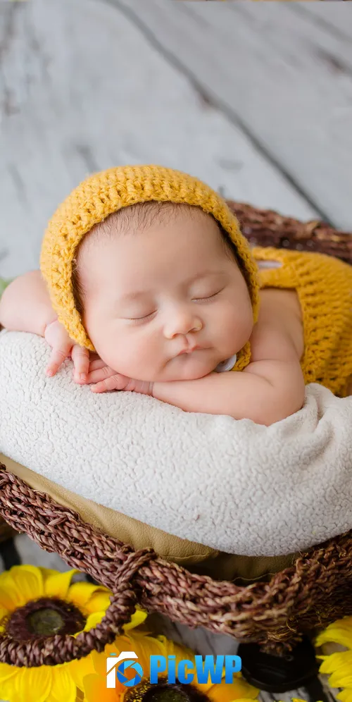 Newborn Crochet baby costume 3K Mobile Wallpaper