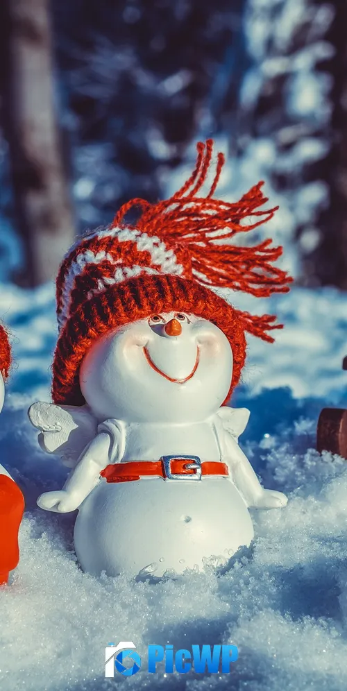 Snowman Cute figure 3K Mobile Wallpaper