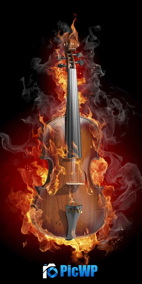 Violin Fire 3K Mobile Wallpaper