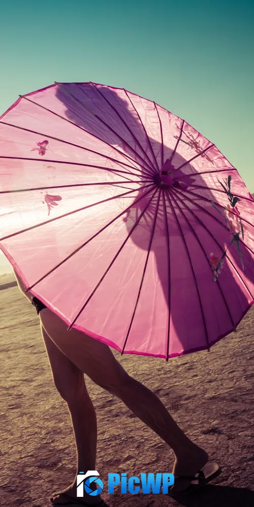 Pink Umbrella Girl 3K Mobile Wallpaper