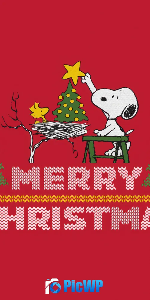 Snoopy Merry Christmas 3K Mobile Wallpaper