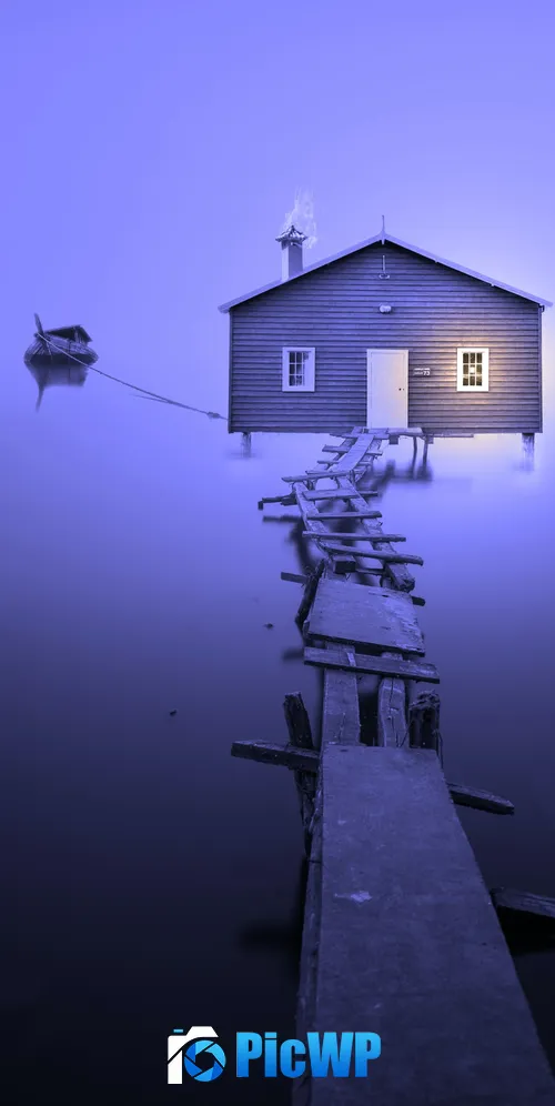 Boathouse Wooden pier 3K Mobile Wallpaper