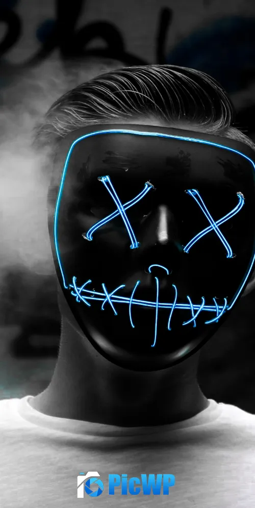 Anonymous Man with LED mask 3K Mobile Wallpaper