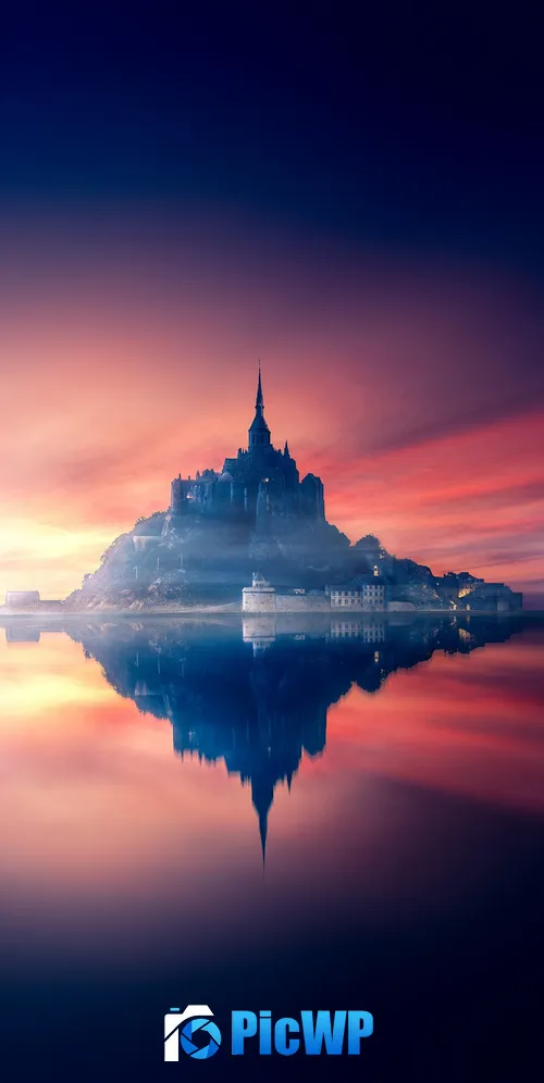 Mont Saint-Michel Sunset 3K Mobile Wallpaper