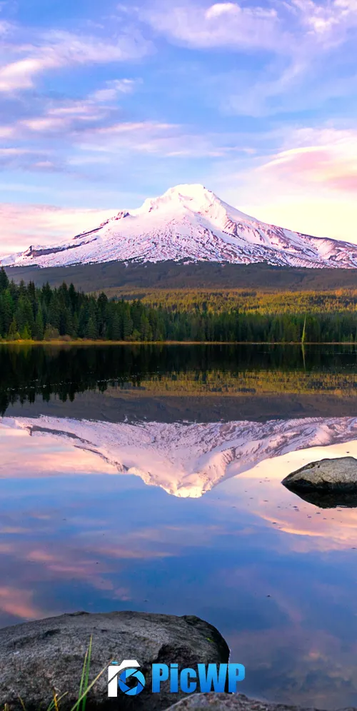 Trillium Lake Mount Hood 3K Mobile Wallpaper