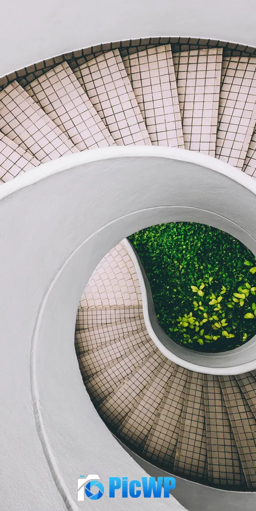 Spiral staircase Modern architecture 3K Mobile Wallpaper