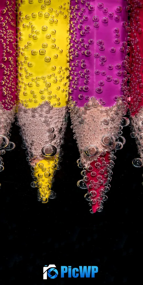 Pencils Bubbles 3K Mobile Wallpaper