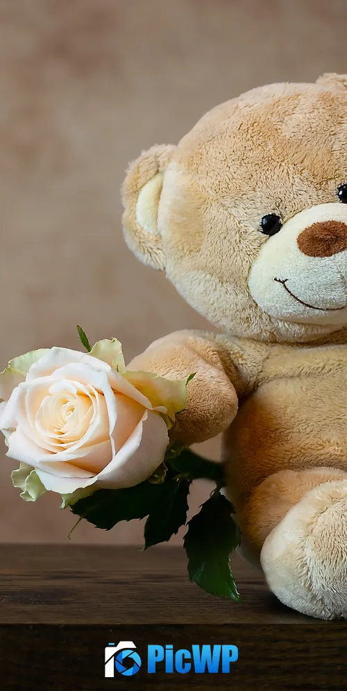 Teddy bear Rose 3K Mobile Wallpaper