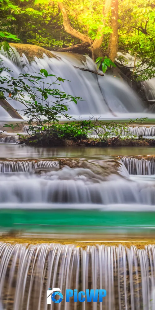 Erawan Falls Scenic 3K Mobile Wallpaper